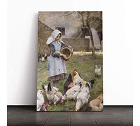 Walter Osborne Feeding The Chickens Canvas Print | Gallery Wrapped 30mm Frame Wall Art | 24x16 inches | Ready to Hang | Modern Picture | Living Room Bedroom Lounge Office