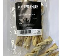 Walter Smith Natural Braided Lamb Skin 100g - 100% Natural Dog Treat - No Artificial Colours or Preservatives - Natural Dog Chew