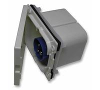 WALTHER - 16A, 230V, Panel Mount Caravan CEE Appliance Inlet, 2P+E, Blue, IP44