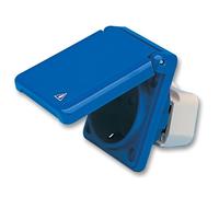 WALTHER - 16A, 230V, Panel Mount Schuko Socket, 2P, Blue