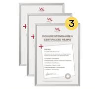 walther design AJ130S3 Chair Picture Frame, Silver, 21 x 29.7 cm DIN A4, Pack of 3, Aluminium Document Frame, Aluminium Frame