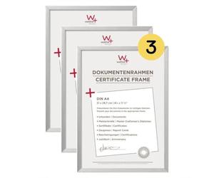 walther design AJ130S3 Chair Picture Frame, Silver, 21 x 29.7 cm DIN A4, Pack of 3, Aluminium Document Frame, Aluminium Frame