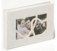 Walther design FA-123 Sweet Heart book bound wedding album with high quality cover & blind embossing, die cut for your personal picture, 8.7 x 6.3 inch (22 x 16 cm), 40 white pages, white