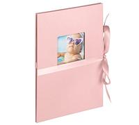 walther design FUN ML-350-BR Leporello with Cover Cut-Out and Ribbon Binding, 12 Photos, 10 x 15 cm, Pink