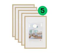 walther design KV030G5 New Lifestyle Picture Frame, Gold, 20 x 30 cm, Pack of 5, Plastic Frame