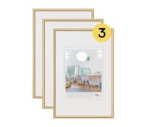 walther design New Lifestyle Picture Frames, Pack of 3, Gold, 18 x 24 cm