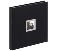 walther Design Photo Album Black 30 x 30 cm Linen with Cover Punching, Black and White FA-217-B