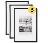 walther Design Picture Frame Black 13 x 18 cm 3-Pack, Galeria Plastic Frame KB318H3