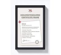 walther Design Picture Frame Black 21 x 29,7 cm (DIN A4) with PassepArtout, Steel Style Plastic Frame ES130B