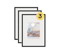 walther Design Picture Frame Black 29,7 x 42 cm (DIN A3) with Art Glass 3-Pack, New Lifestyle Plastic Frame KVX342B3
