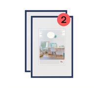 walther design Picture Frame Blue 40 x 50 cm Twin Pack, New Lifestyle Plastic Frame KV050LD