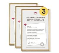 walther Design Picture Frame Gold 21 x 29,7 cm (DIN A4) 3-Pack, Galeria Plastic Frame KG130H3