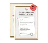 walther Design Picture Frame Gold 21 x 29,7 cm (DIN A4) Twin Pack, Galeria Plastic Frame KG130HD