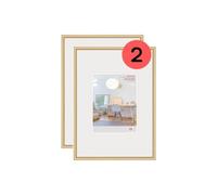 walther Design Picture Frame Gold 29,7 x 42 cm (DIN A3) with Art Glass Double Pack, New Lifestyle Plastic Frame KVX342GD