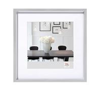 walther Design Picture Frame Silver 20 x 20 cm with PassepArtout, Steel Style Plastic Frame ES220S