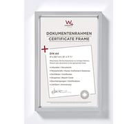 walther design Picture Frame Silver 21 x 29.7 cm (DIN A4) with PassepArtout, Steel Style Plastic Frame ES130S