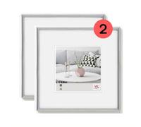 walther Design Picture Frame Silver 30 x 30 cm Twin Pack, Galeria Plastic Frame KS330HD
