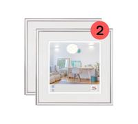 walther Design Picture Frame Silver 30 x 30 cm Twin Pack, New Lifestyle Plastic Frame KV330SD