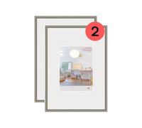 walther Design Picture Frame Steel 40 x 60 cm with Art Glass Double Pack, New Lifestyle Plastic Frame KVX460DD