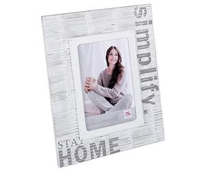 walther design Picture Frame White 10 x 15 cm Wooden Portrait Frame with decor letteRing Simplify YS015W