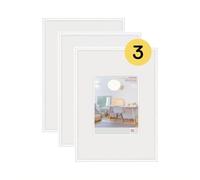 walther Design Picture Frame White 29,7 x 42 cm (DIN A3) with Art Glass 3-Pack, New Lifestyle Plastic Frame KVX342W3