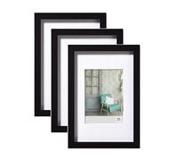 walther design - Stockholm EA318B3 Picture Frames, Black, 13 x 18 cm, Pack of 3 Wooden Frames