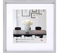 walther Design Picture Frame Silver 40 x 40 cm with PassepArtout, Steel Style Plastic Frame ES440S