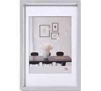 walther Design Picture Frame Silver 18 x 24 cm with PassepArtout, Steel Style Plastic Frame ES824S