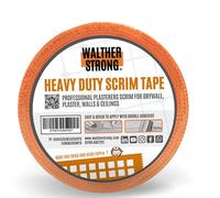 Walther Strong 50mm x 90m Scrim Tape. High Strength Mesh Tape. Self-Adhesive Plasterboard Tape for Filling Cracks, Patching Holes and Reinforcing Joint Repair. HD Orange Plaster Tape