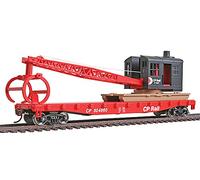 Walthers Trainline HO Scale Model Flatcar with Logging Crane - Canadian Pacific 304860, Red, Black, Multimark Logo
