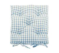 Walton & Co Gingham Blue Seat Pad With Ties