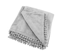 Walton & Co Grey Cashmere Touch Pom Pom Border Fleece Throw 130 x 170cm
