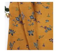 Waltonalice 1 Yard Brocade Silk Fabric Brocade Fabric with Chinese Flowers Fabric Sold by the Metre 150 cm Wide Furniture Fabric Upholstery Fabric for Upholstery DIY Craft Curtain Duvet Cover Wheat