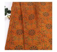 Waltonalice 1 Yard Brocade Silk Fabric Brocade Fabric with Chinese Flowers Fabric Sold by the Metre 150 cm Wide Furniture Fabric Upholstery Fabric for Upholstery DIY Crafts Curtain Duvet Cover Orange