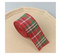 Waltonalice 2 Rolls 12 m Juteband Sackleinenrolle 6 cm Breit Leinenband Geschenkband Dekoband Jute Bänder Natural Vintage Bastelband Weihnachtband für DIY Handwerk Hochzeit Party Rot-Grün Kariert