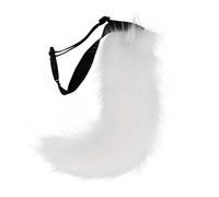 Waltonalice Cat Tail Faux Fur Fox Tail with Adjustable Belt Fox Tail Costume for Adults Children, Wolf Tail for Halloween Carnival Cosplay Animal Costumes Party White
