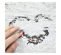 Waltonalice Colour Sequin Fabric 5 mm Double-Sided Glitter Fabric Mesh Sequins Fabrics for Sewing Tablecloth Wedding/Bridesmaid Dresses Cushion 50 x 145 cm White/Silver