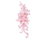 Waltonalice Embroidery Lace Flower Patches with Beads and Sequins Iron-On Patches Lace Applique for Sewing Crafts Evening Dresses Wedding Clothing Craft Pink