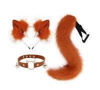 Waltonalice Fox Ears Headband, Faux Fur Fox Costume Set for Adults, Fox Ears Fox Tail Costume for Halloween, Carnival, Cosplay, Masquerade Party, Role Play, Fox Brown