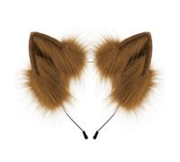 Waltonalice Fox Ears Headband, Plush Cat Ears Headband, Fur Wolf Ears Headband, Fox Costume for Women and Girls, Cosplay, Halloween, Carnival, Party, Anime, Headwear, Brown