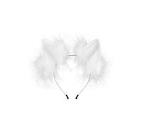 Waltonalice Fox Ears Headband, Plush Cat Ears Headband, Fur Wolf Ears Headband, Fox Costume for Women and Girls, Cosplay, Halloween, Carnival, Party, Anime, Headpiece, Fancy Dress, White