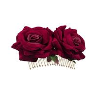 Waltonalice Hair Comb Rose Wedding Hair Accessories Bridal Hair Clips Hair Pin Women's Flamenco Dancer Hair Accessories for Wedding Engagement Prom Party Medium Wine Red 1 Piece