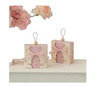 Waltonalice Pack of 10 Small Gift Boxes with Bow Love is Eternal Guest Gifts Wedding Gift Bags Candy Box for Wedding Party Birthday Festive Occasion Pink