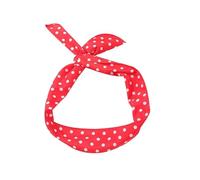 Waltonalice Polka Dot Headband Bendable Rabbit Ears Headband Bandana Rockabilly Wire Hair Bands Vintage Hair Band Hair Band Dirndl Hair Accessories for Women Bright Red 1 Piece