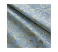 Waltonalice Satin Fabric Sold by the Metre Fabrics for Sewing 3D Ginkgo Leaf Jacquard Fabric Vintage Shiny Jacquard Fabric Bronzing Flowers Fabric Clothing Decorative Fabric Blue 200 x 150 cm