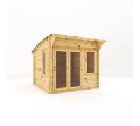 Waltons 3M X 3M Wooden Curved Roof Log Cabin Garden Room 44mm Board Thickness