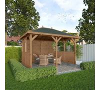 Waltons 3M X 4M Traditional Gazebo With Side Panels Pressure Treated Wooden Garden Shelter