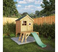 Waltons 4 X 4 Wooden Playhouse With Tower And Slide
