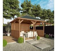 Waltons 4M X 4M Traditional Gazebo With Side Panels Pressure Treated Wooden Garden Shelter