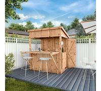 Waltons 6 X 4 Garden Bar With Shutter Pack Tongue And Groove Pressure Treated Pent Wooden Summerhouse